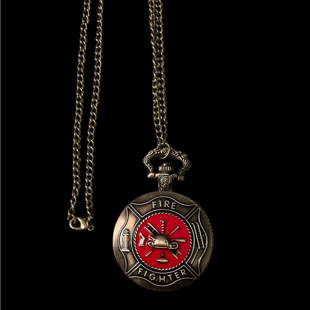 Quartz Pocket Watch Fire Fighter Gift idea.